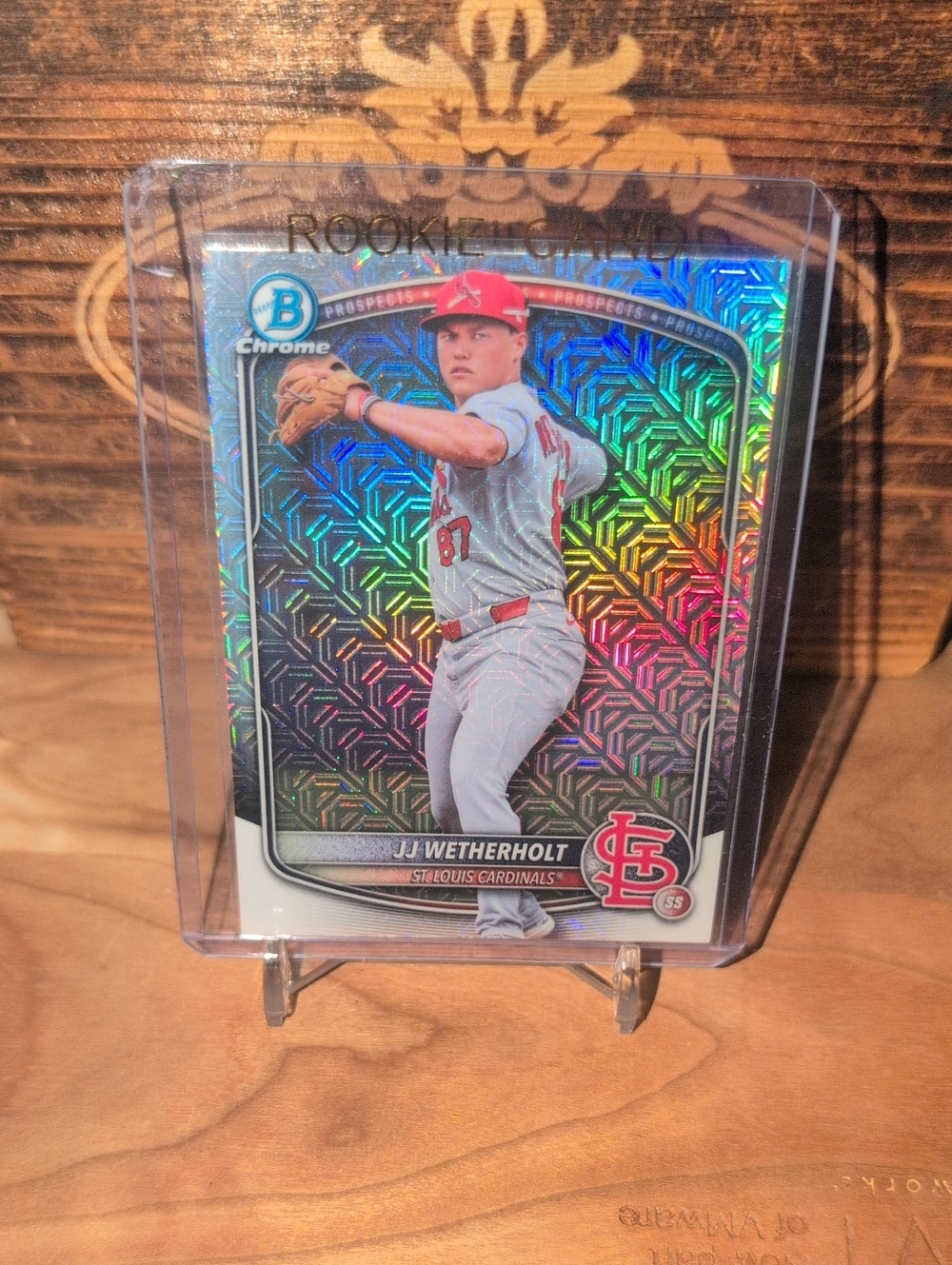 2025 Bowman Chrome JJ Wetherholt Mojo Refractor Rookie Card Cardinals